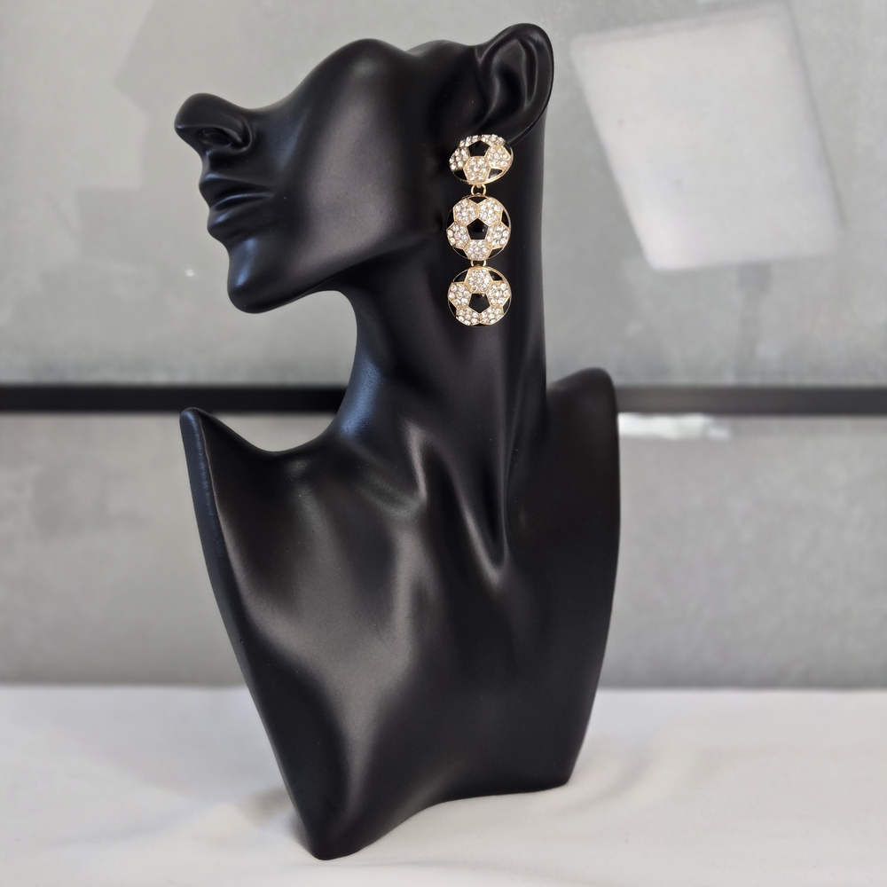 Sparkling Gold Tone Crystal Link Drop Earrings for Women